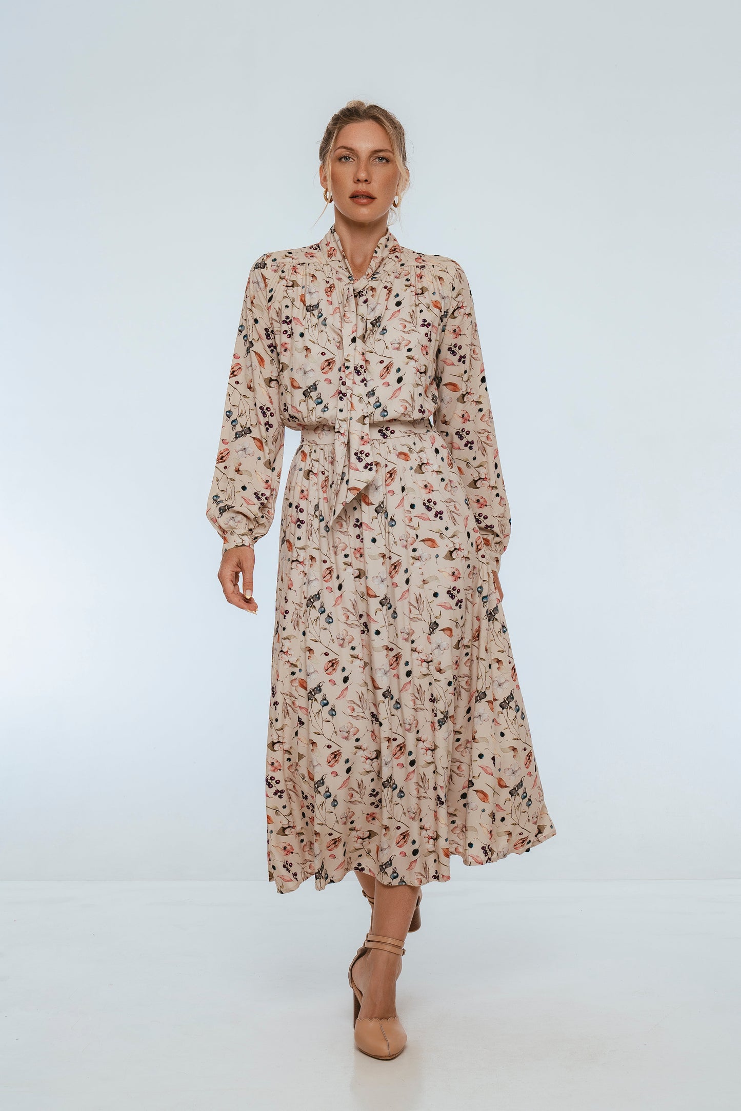 Evelina Long Sleeve Midi Dress