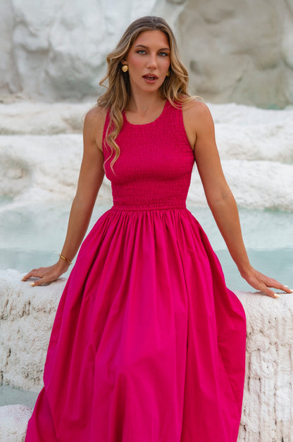 Lucciola Smocked Cotton Midi Dress