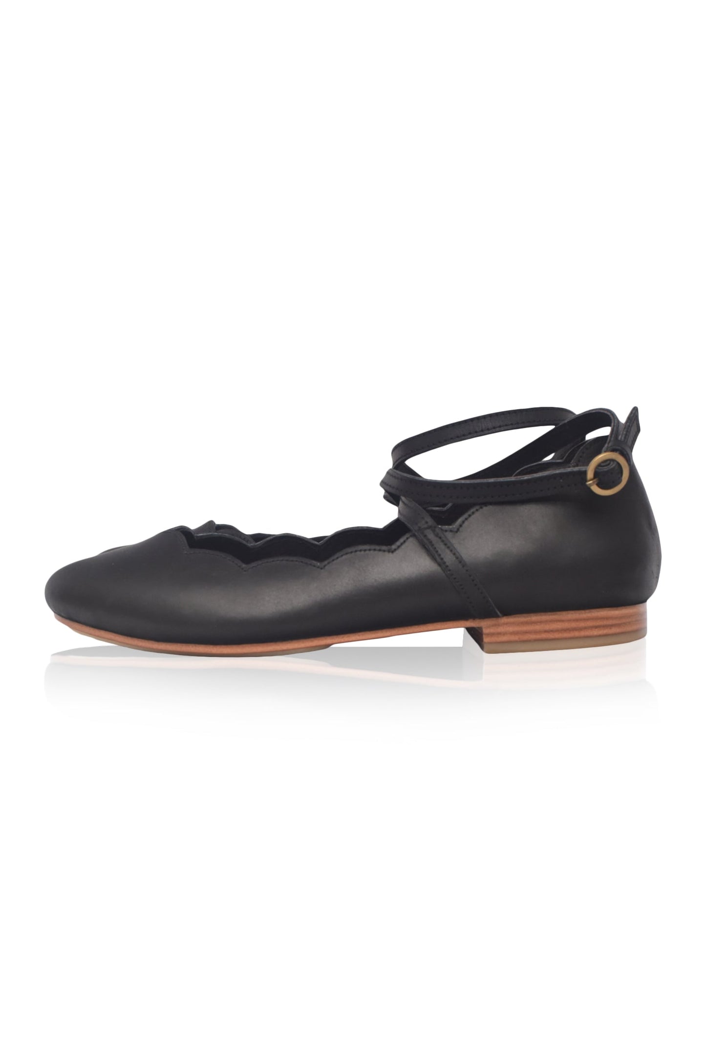 Myrelle Criss-Cross Leather Ballet Flats