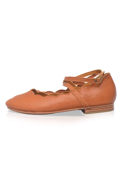 Myrelle Criss-Cross Leather Ballet Flats