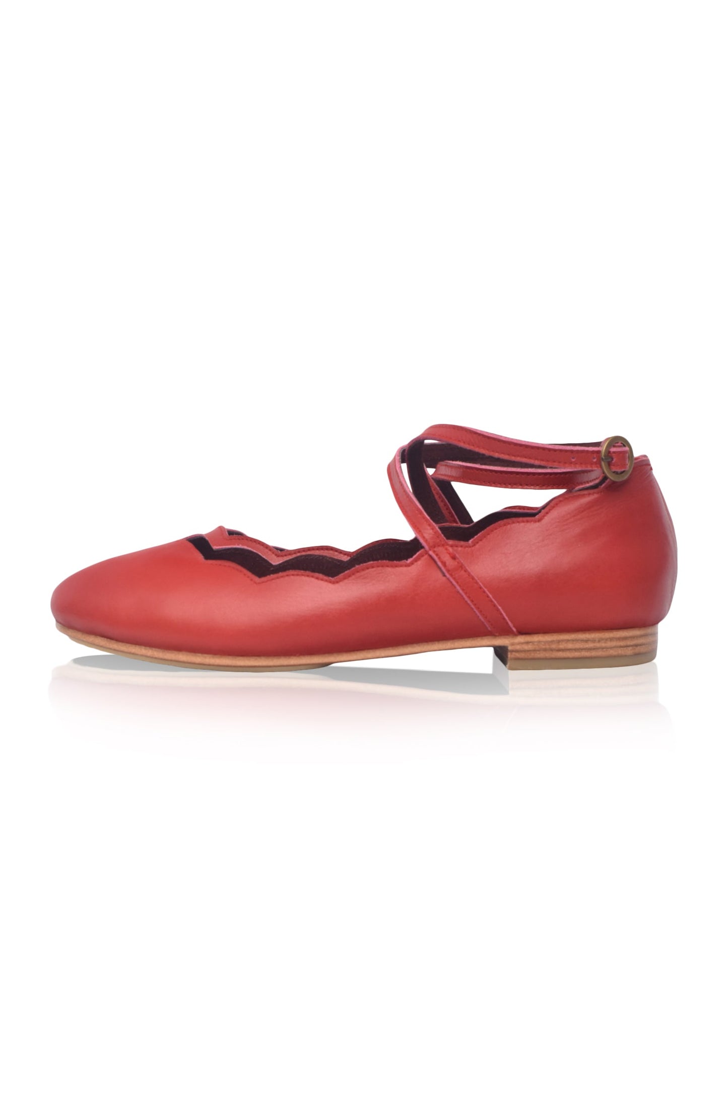 Myrelle Criss-Cross Leather Ballet Flats