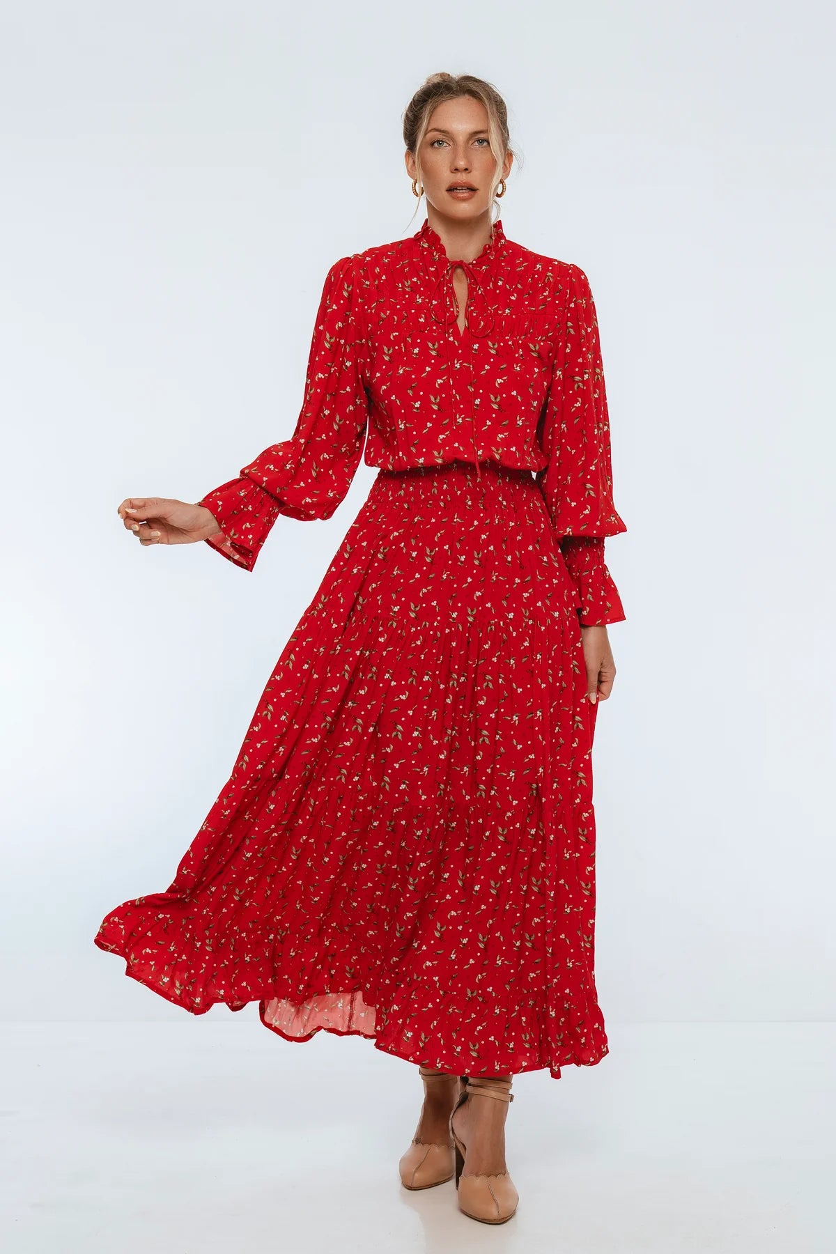 White Lotus Ruffled Maxi Dress