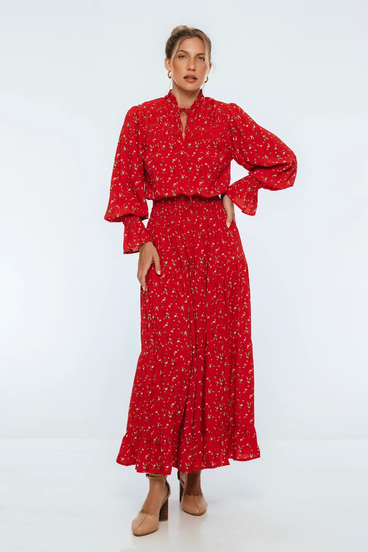 White Lotus Ruffled Maxi Dress