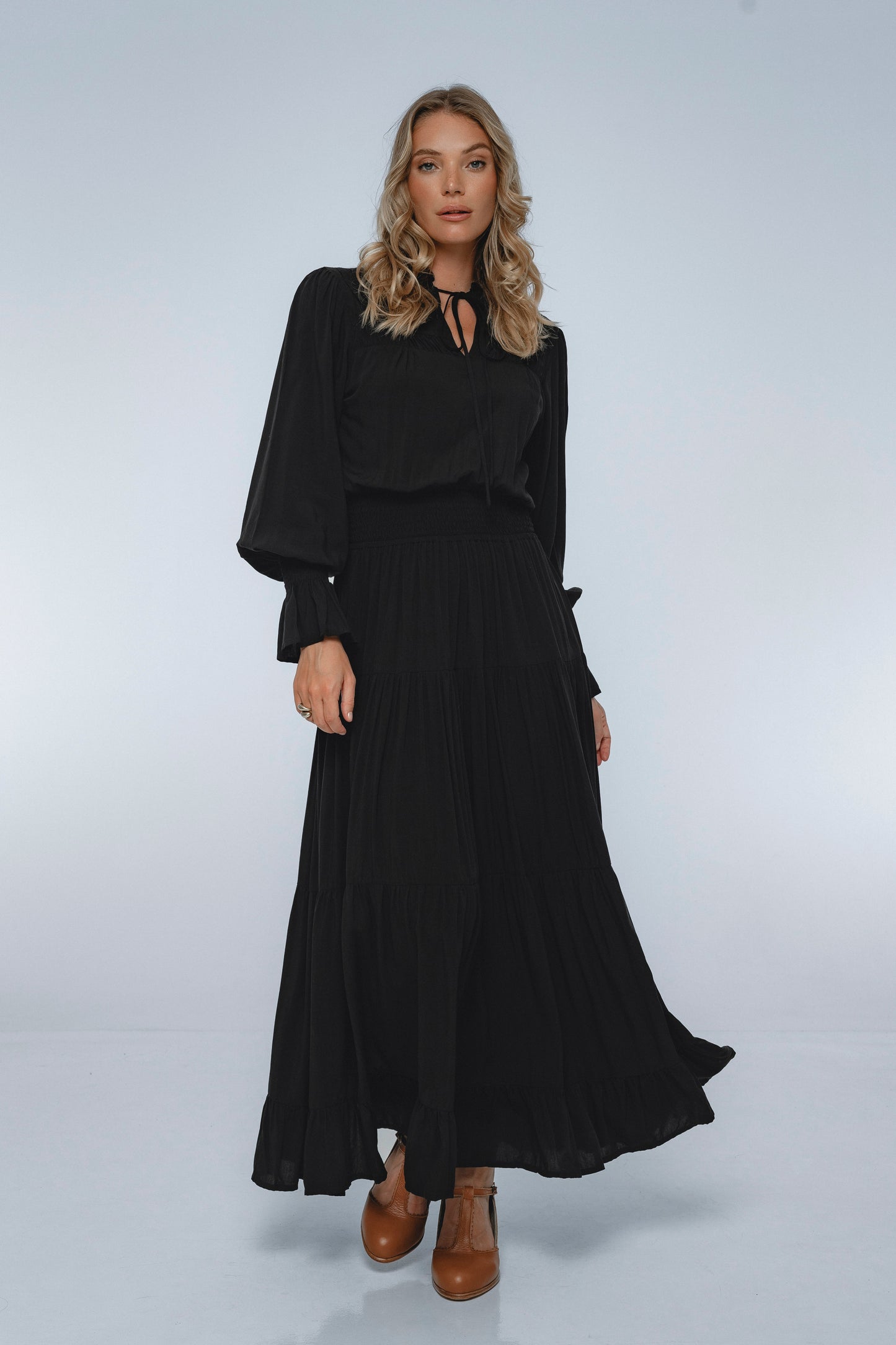 White Lotus Ruffled Maxi Dress